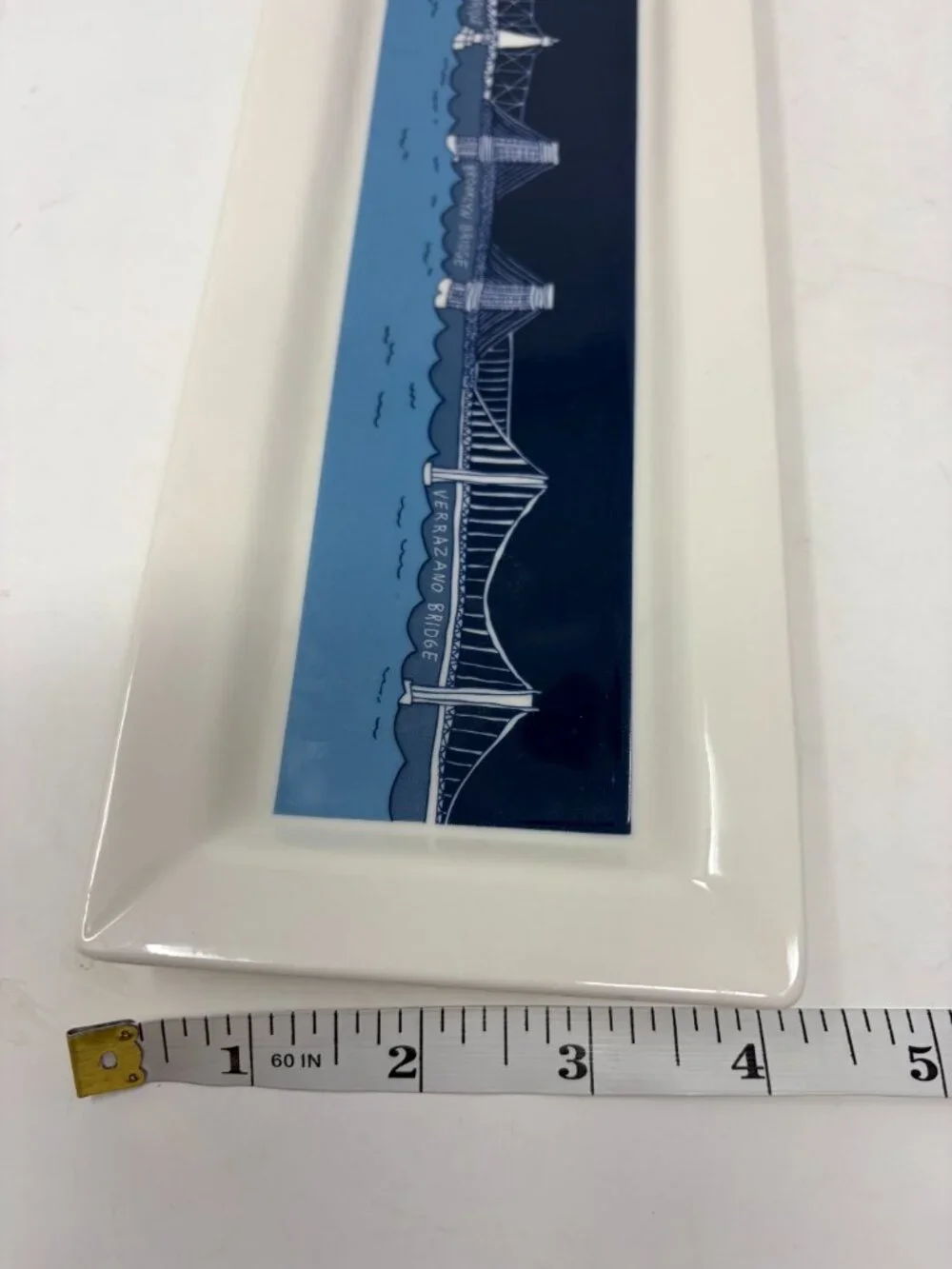 Fishs Eddy Ana Benaroya serving platter bridges narrow blue white new york nyc